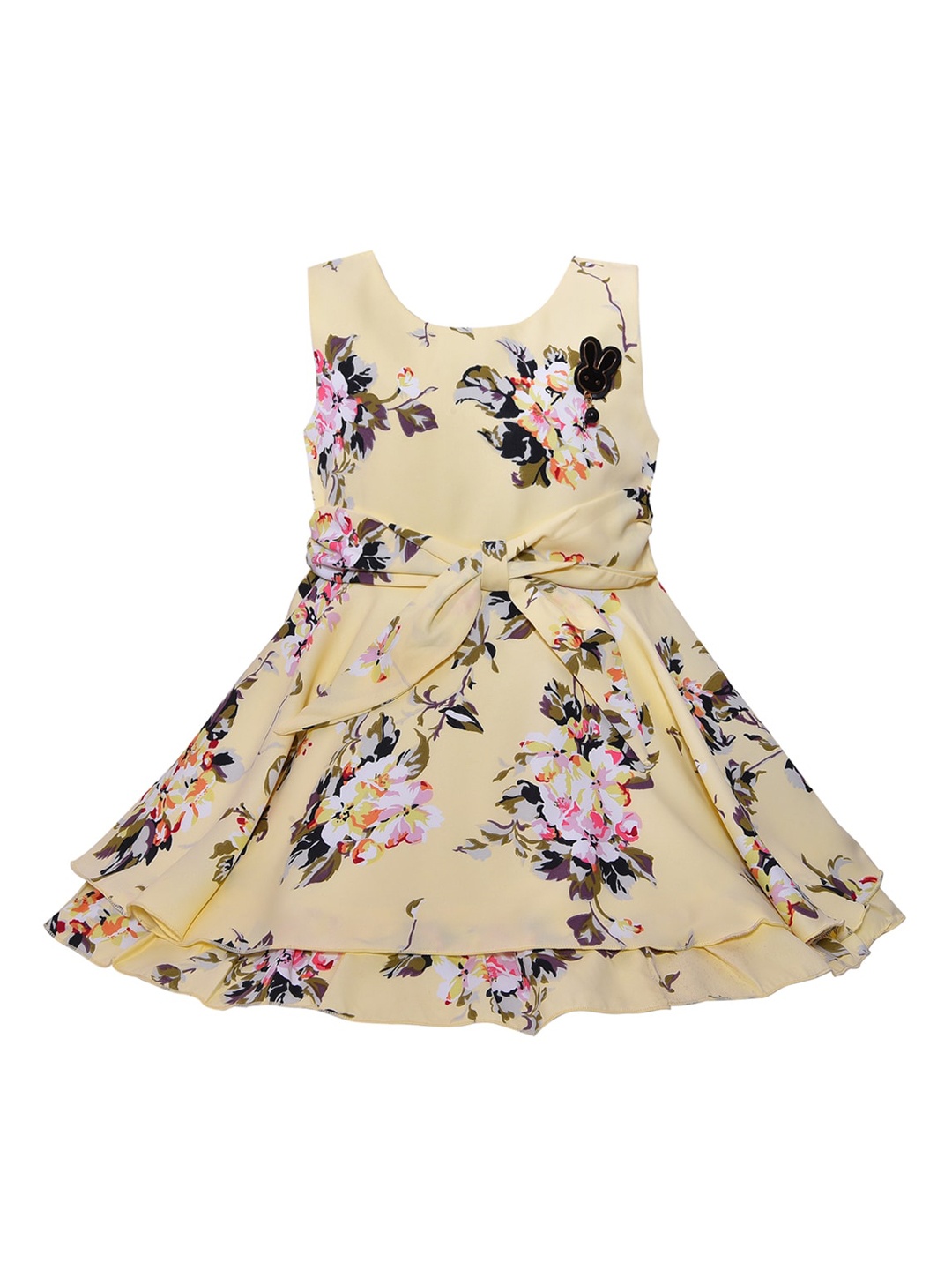 

Wish Karo Girls Yellow Floral Satin Dress