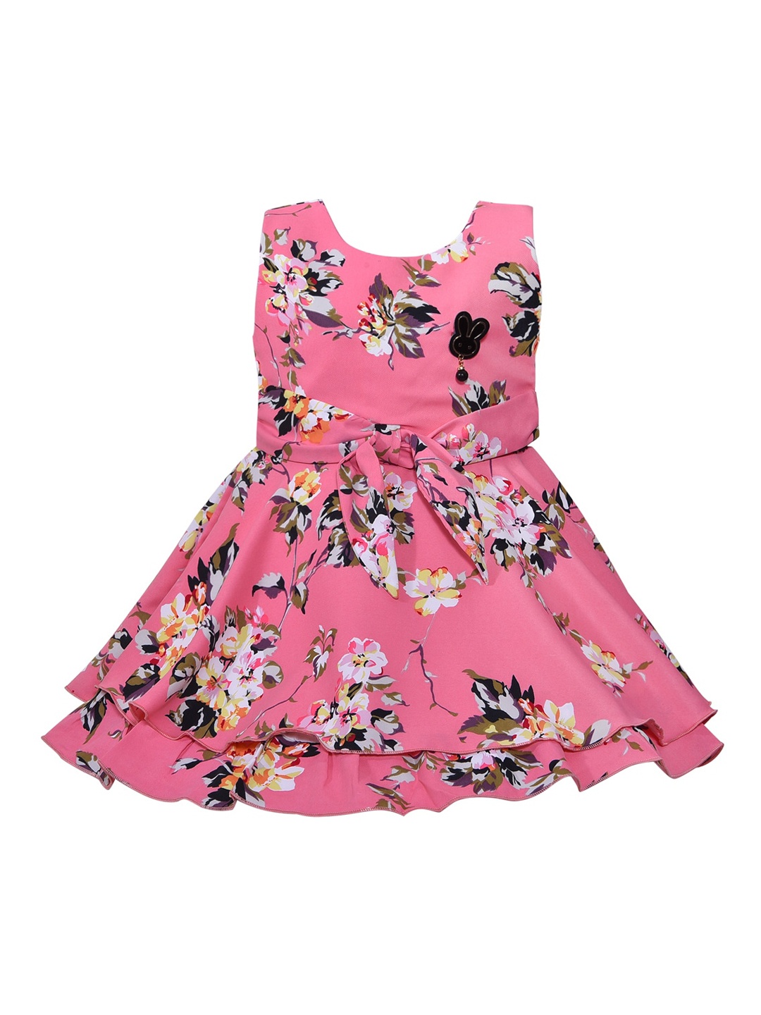 

Wish Karo Pink & White Floral Printed Satin Dress