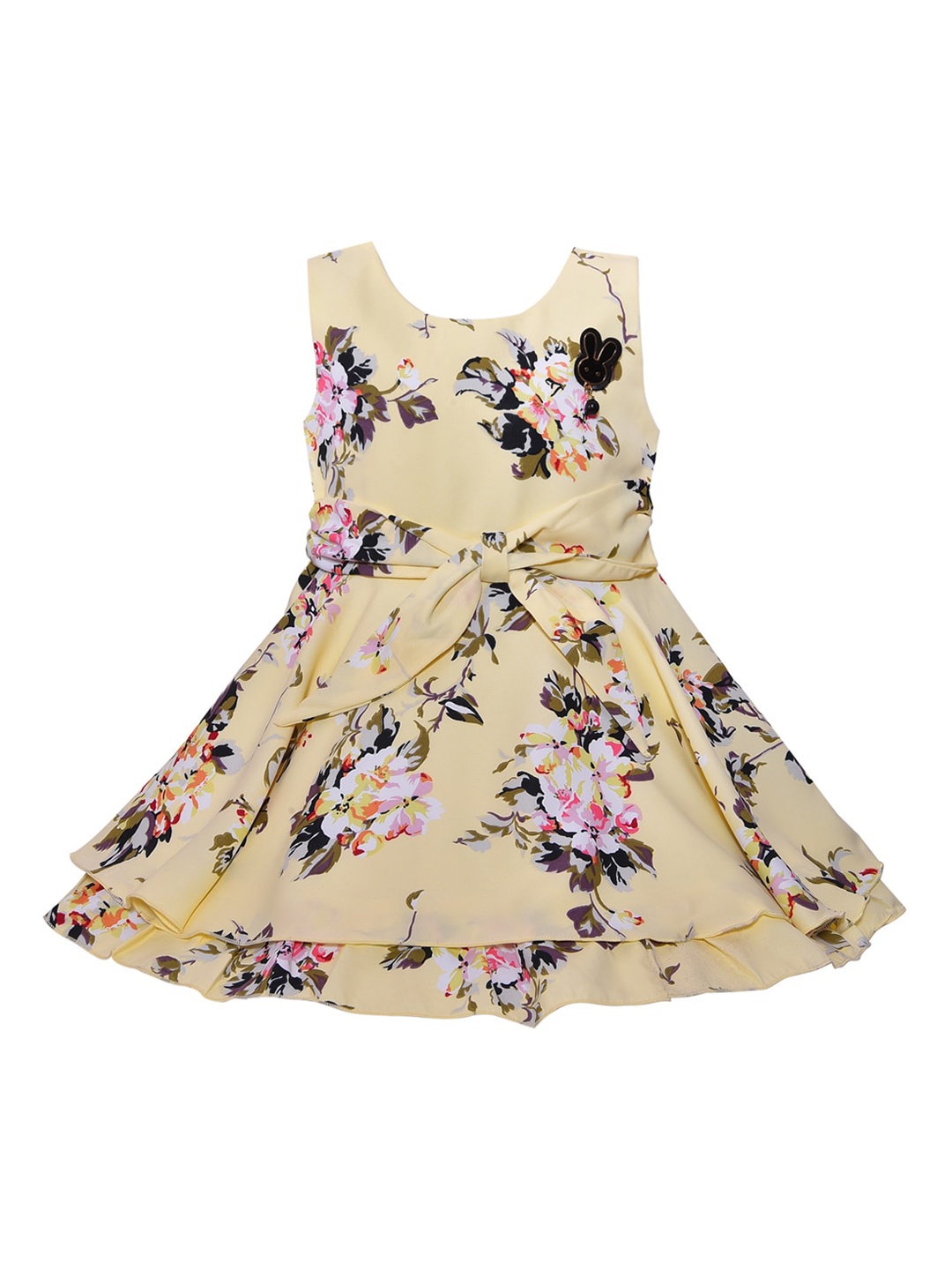 

Wish Karo Yellow Floral Satin Dress