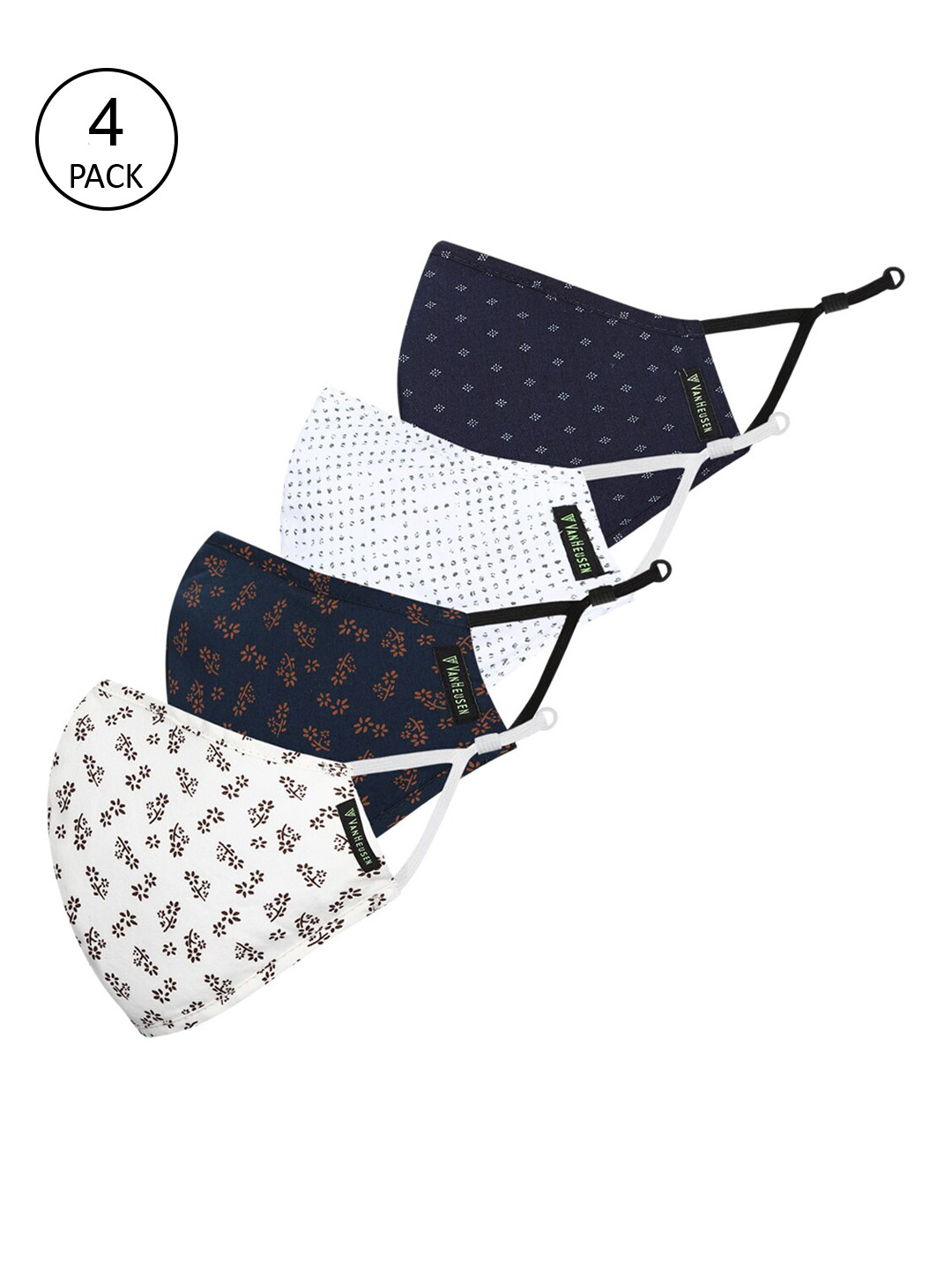 

Van Heusen Men Pack Of 4 Assorted 3-Ply Pure Cotton Protective Outdoor Masks