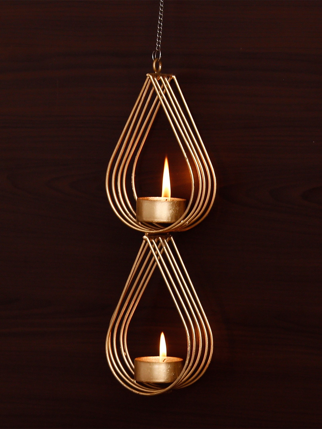 

eCraftIndia Set of 2 Metal Tea Light Holder, Gold