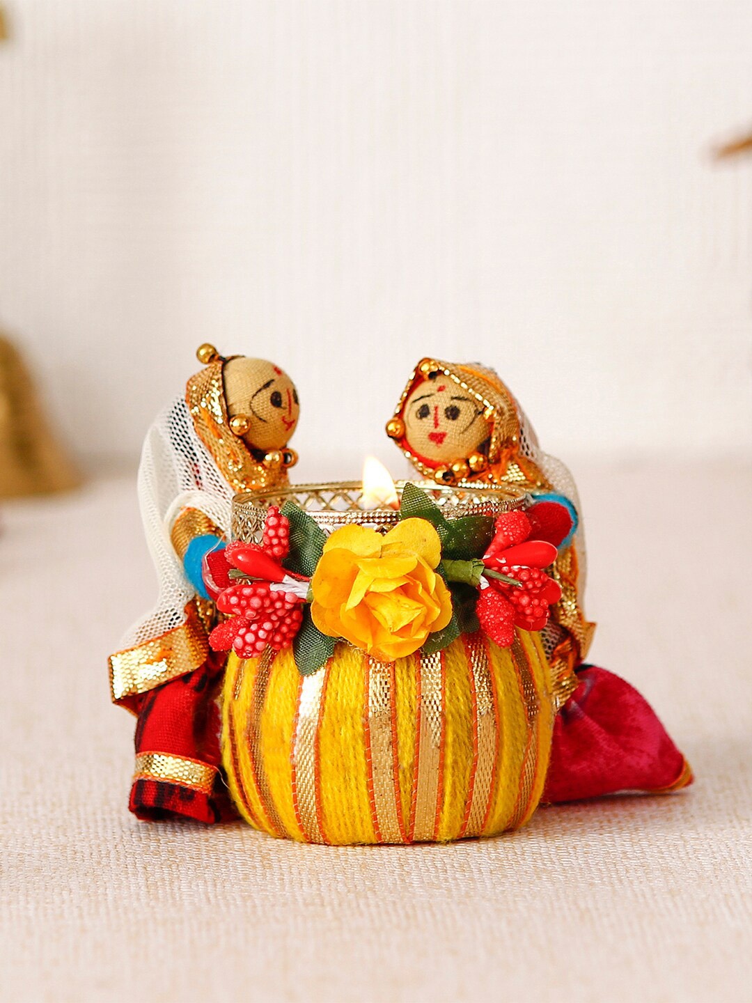 

eCraftIndia Multicolor Designer Tea Light Holder, Multi