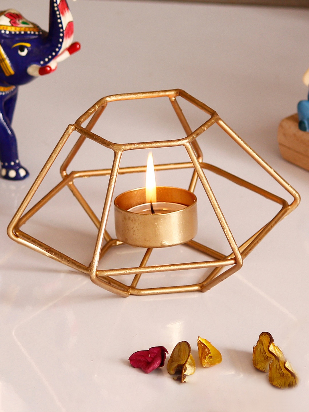 

eCraftIndia Gold-Toned Handcrafted Tea Light Holder