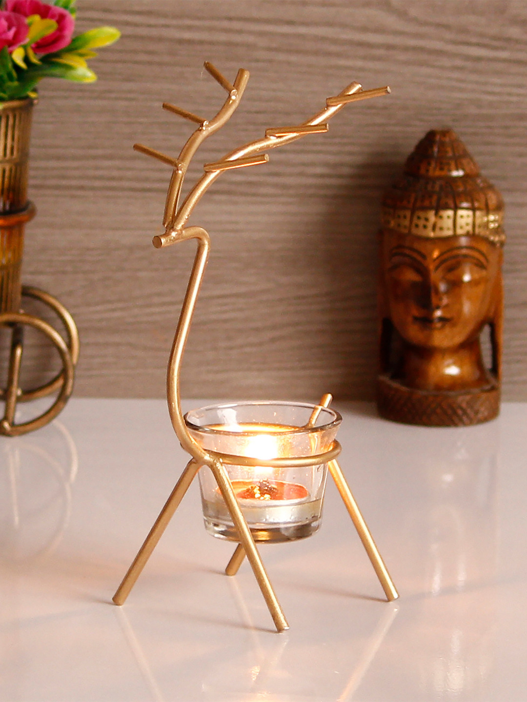 Artisyn Gold-Toned Handcrafted Tea Light Holder