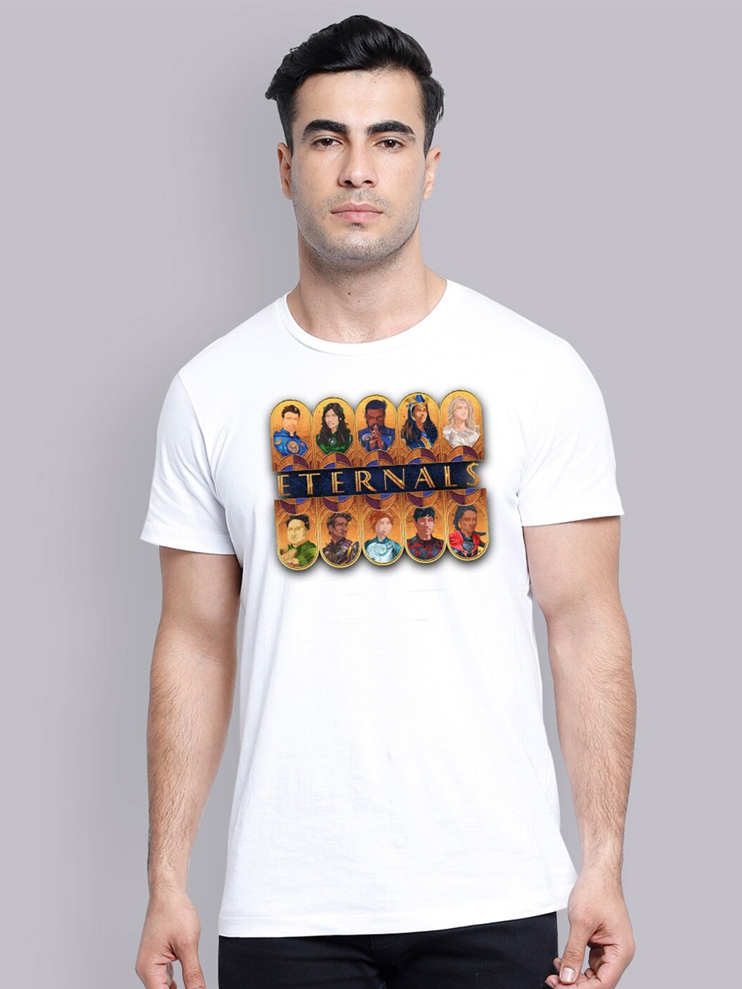 

Free Authority Men White Eternals Printed T-shirt