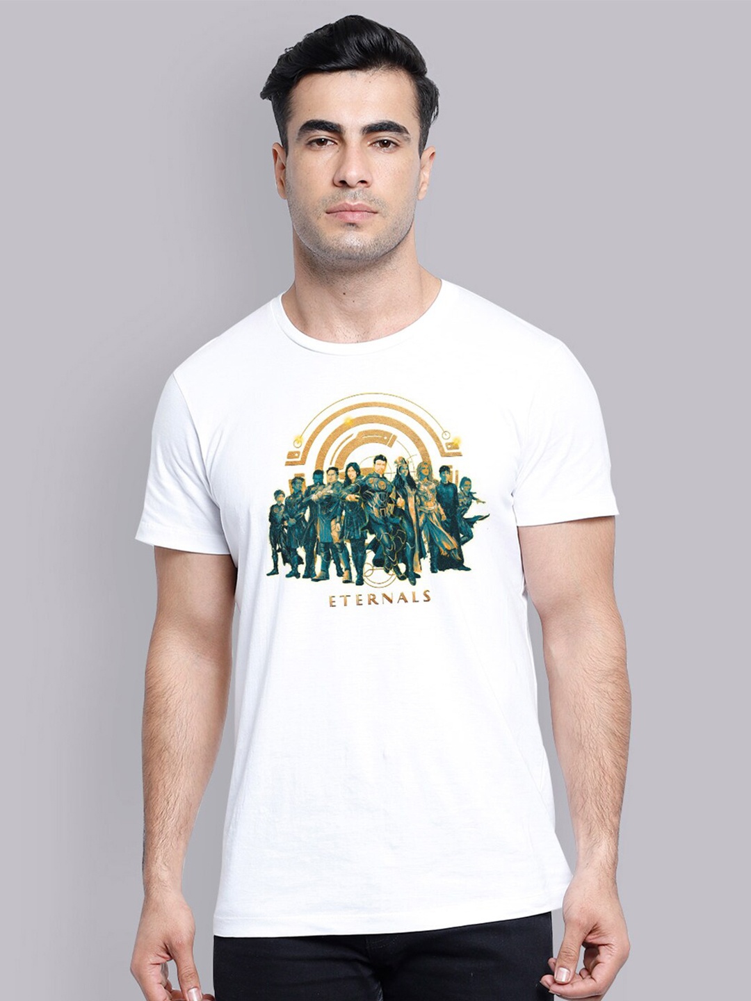 

Free Authority Men White Green Eternals Printed Pure Cotton T-shirt