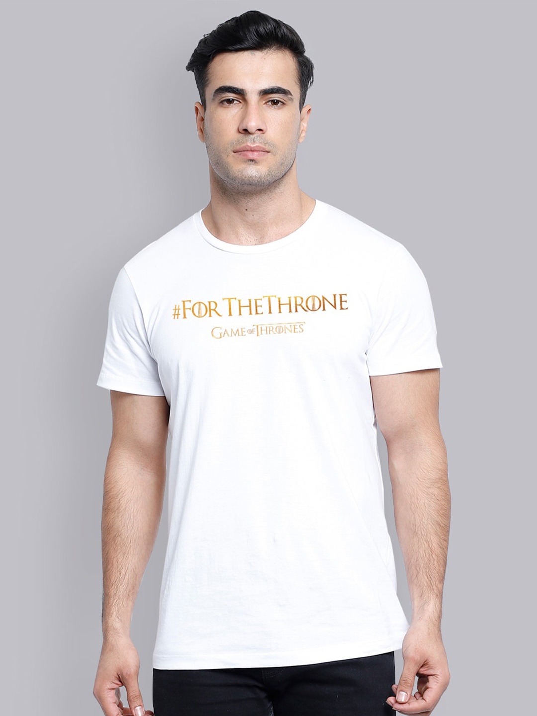 

Free Authority Men White Game Of Thrones Printed T-shirt