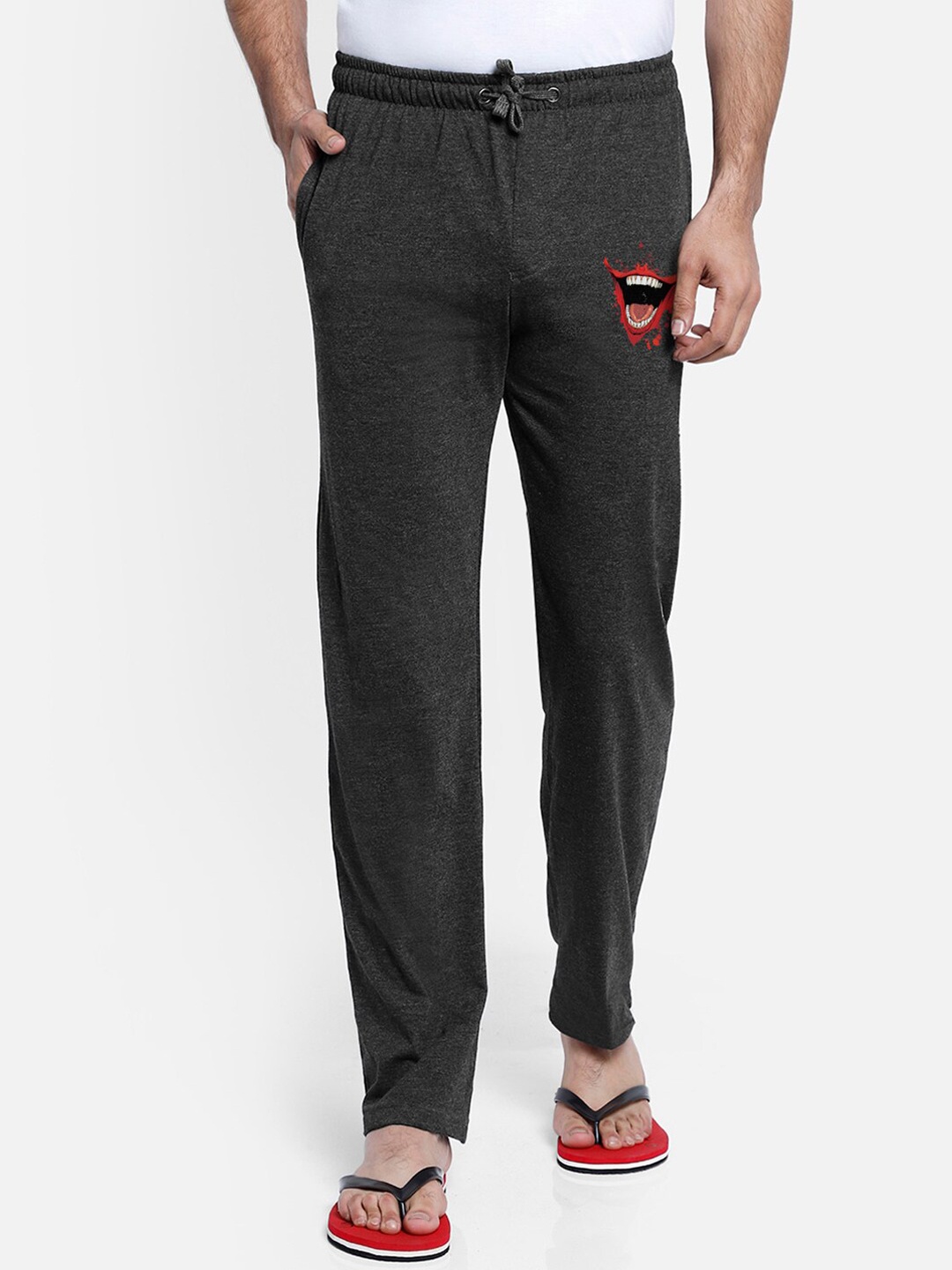 

Free Authority Men Charcoal Grey Joker Printed Cotton Blend Lounge Pants