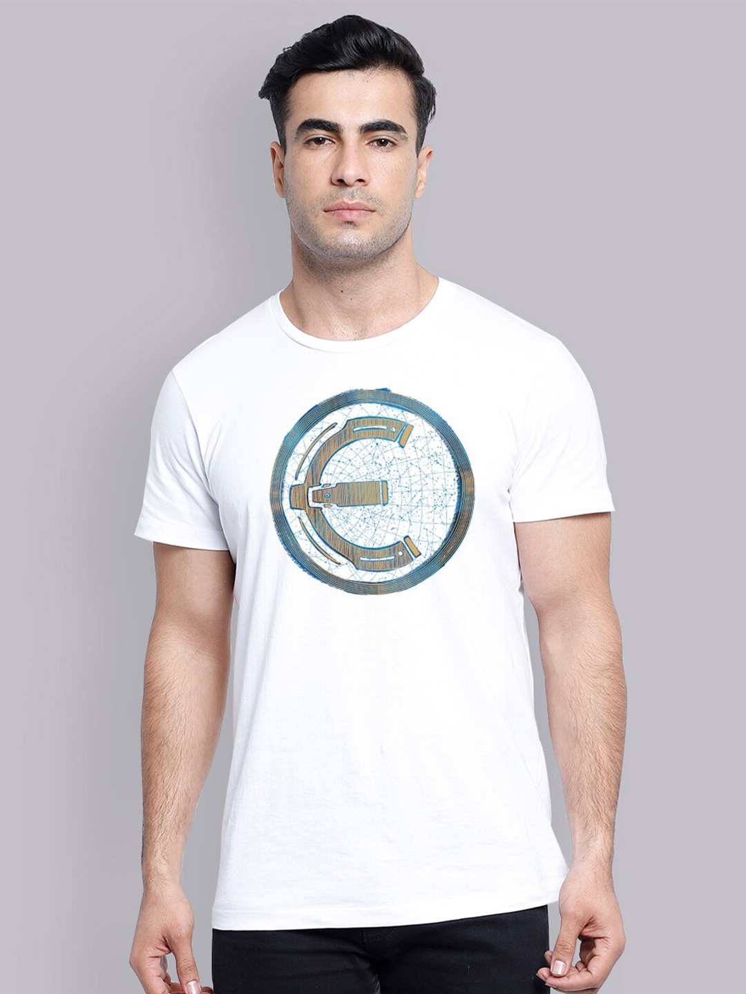 

Free Authority Men White & Blue Eternals Printed T-shirt