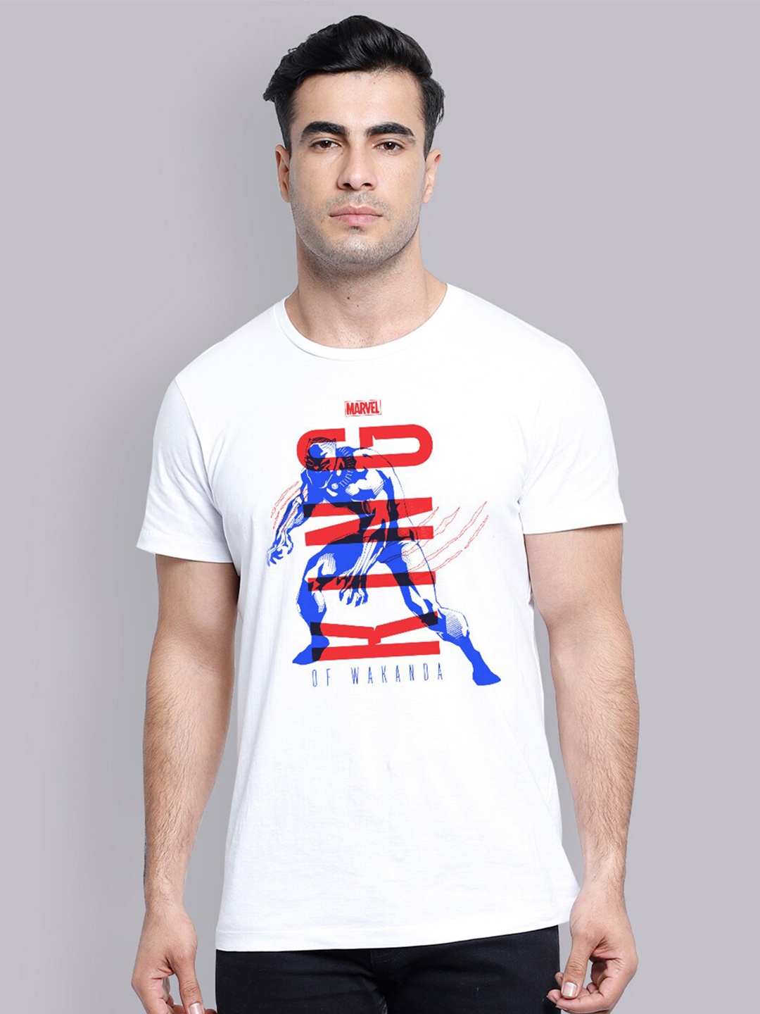 

Free Authority Men White Black Panther Printed T-shirt
