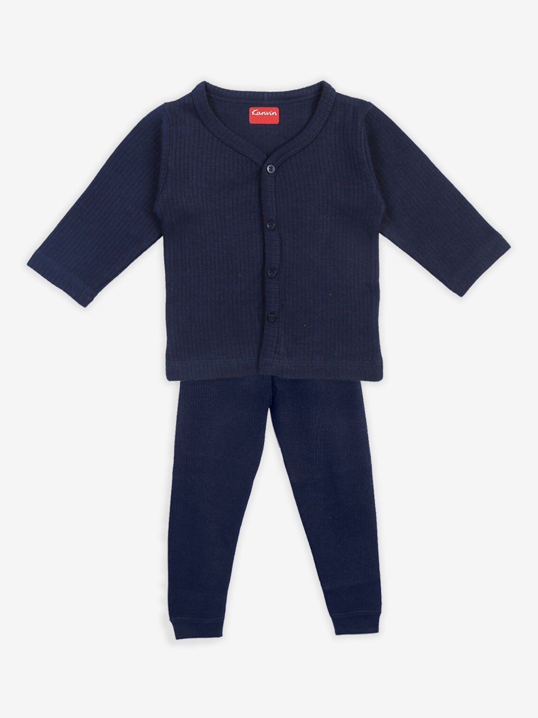 

Kanvin Boys Navy Blue Solid Thermal Set