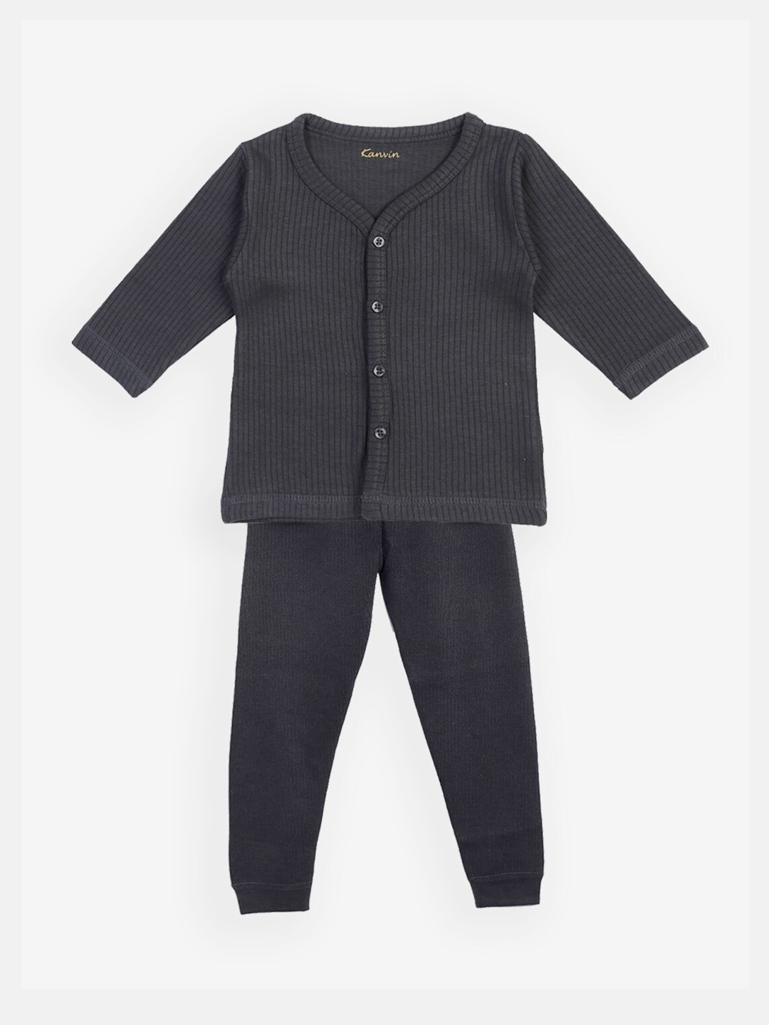 

Kanvin Boys Charcoal Grey Ribbed Thermal Set