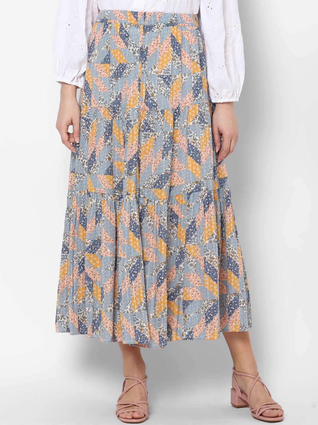

AMERICAN EAGLE OUTFITTERS Women Multicoloured Floral Printed Tiered Maxi Skirt, Multi