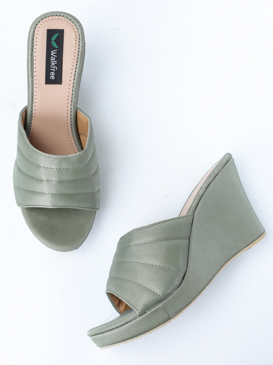

Walkfree Green Textured Wedge Sandals
