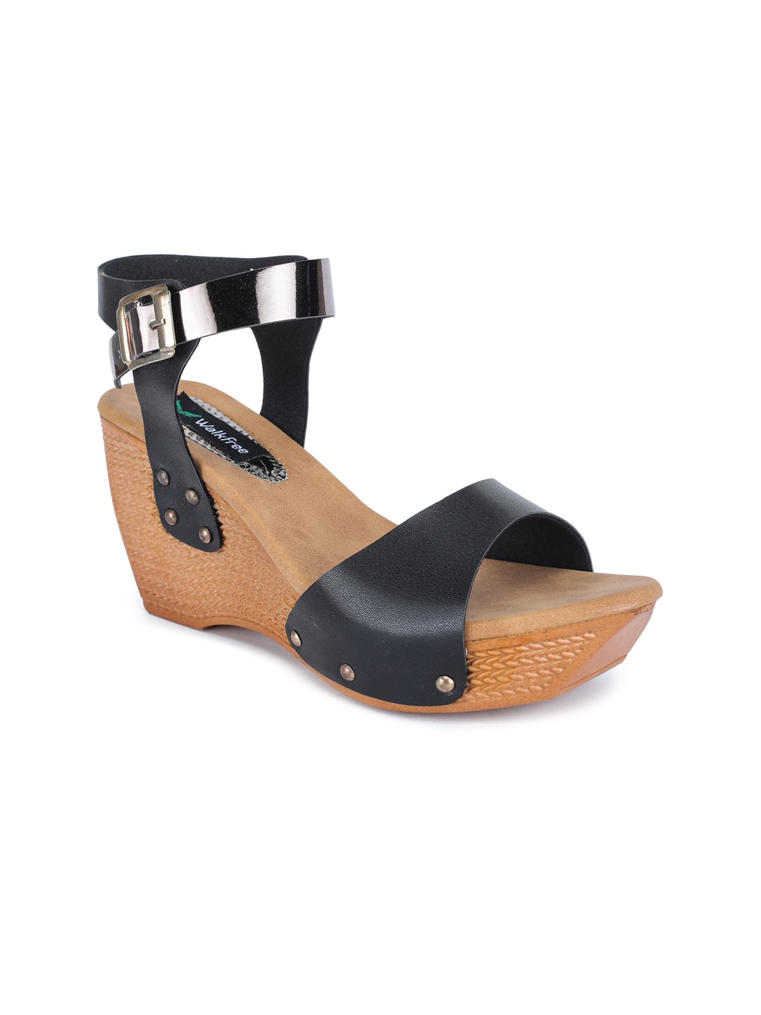 

Walkfree Black & Beige Wedge with Buckles