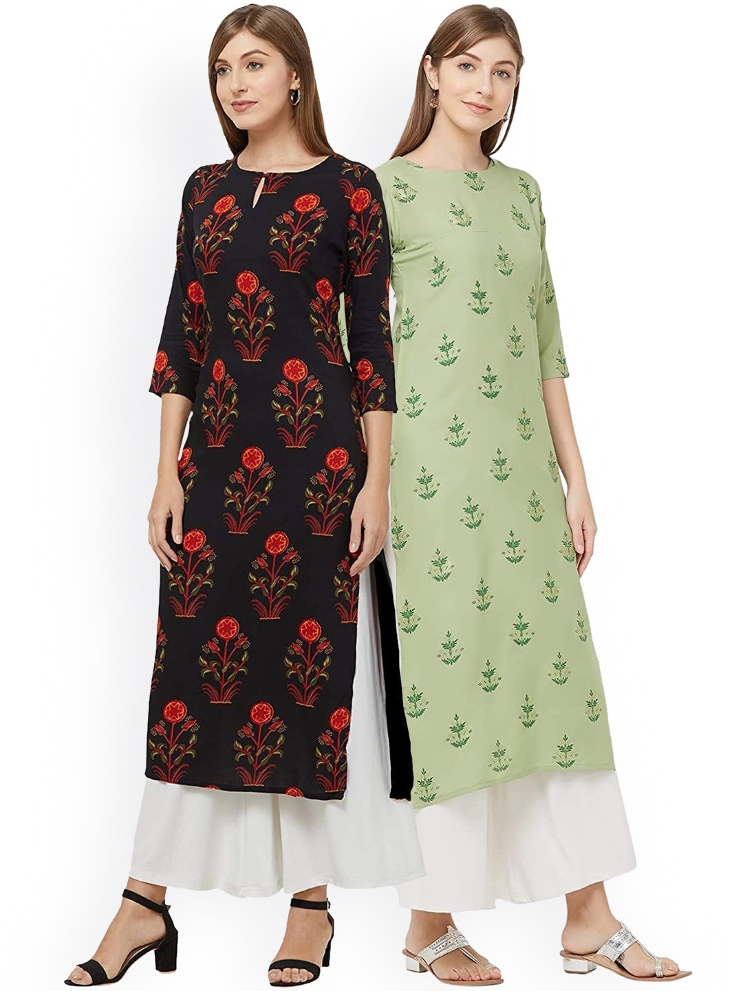 

KALINI Women Multicoloured Floral Embroidered Crepe Kurta, Multi
