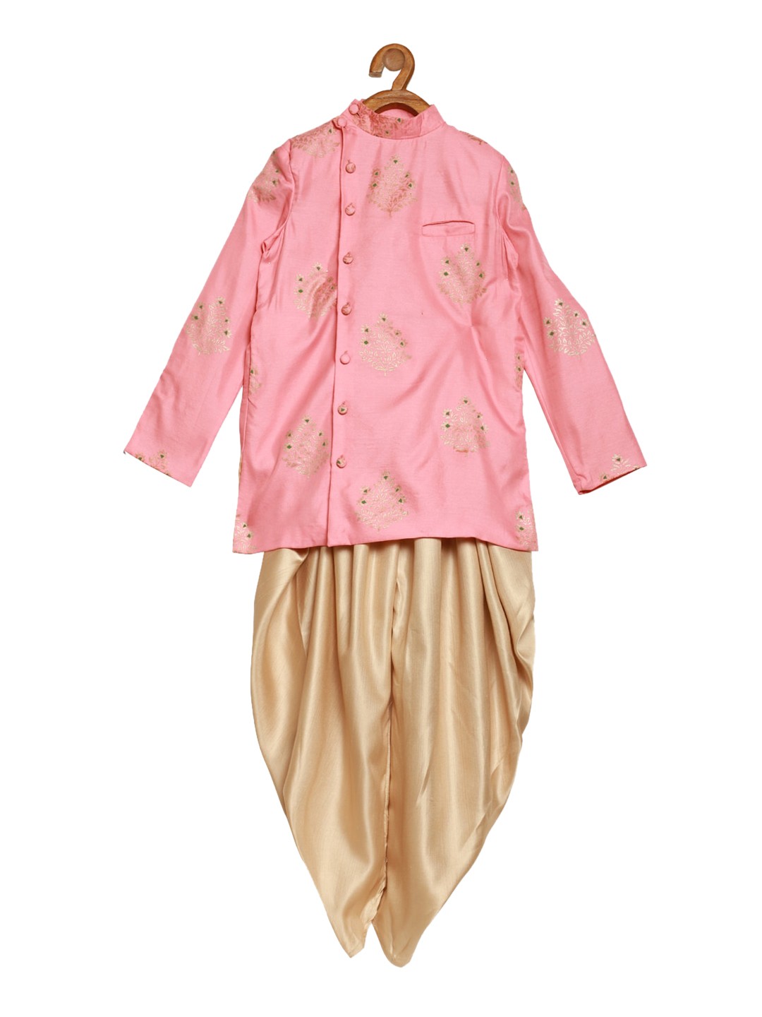 

Ethnovog Boys Pink Beige Floral Printed Regular Kurta with Dhoti Pants