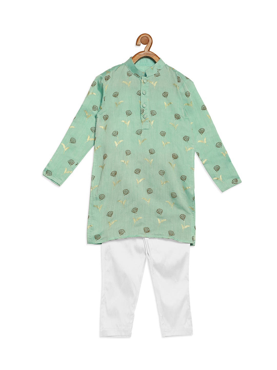 

Ethnovog Boys Sea Blue White Floral Printed Regular Kurta with Pyjamas