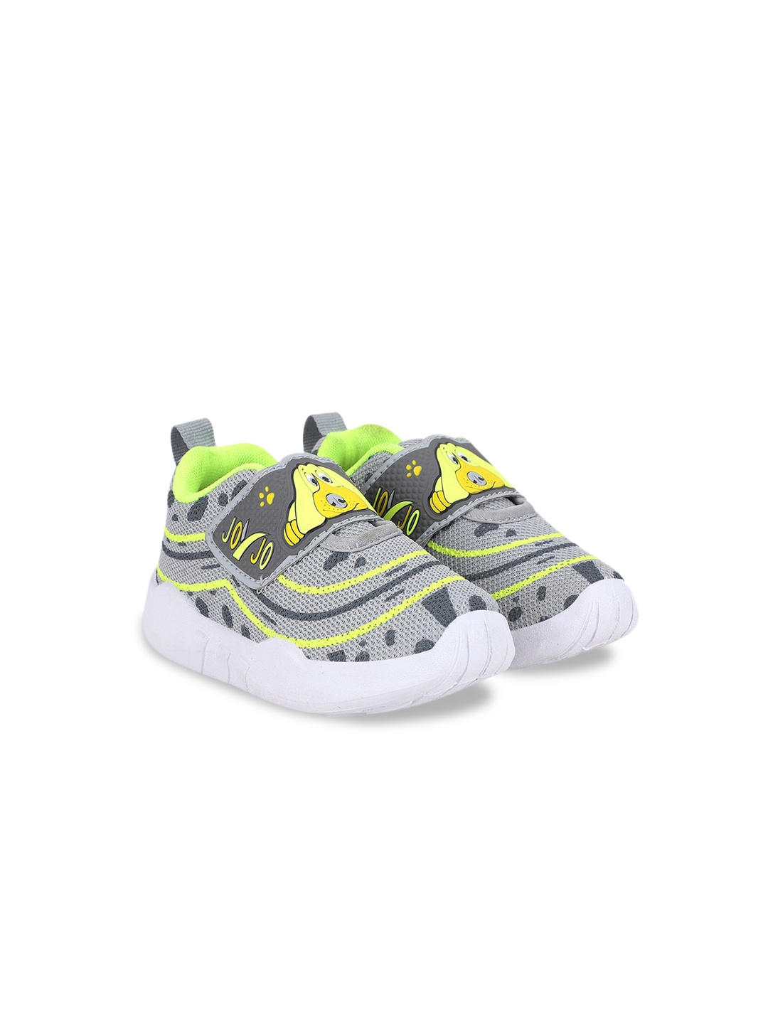

NEOBABY Unisex Kids Grey & Green Woven Design Slip-On Sneakers
