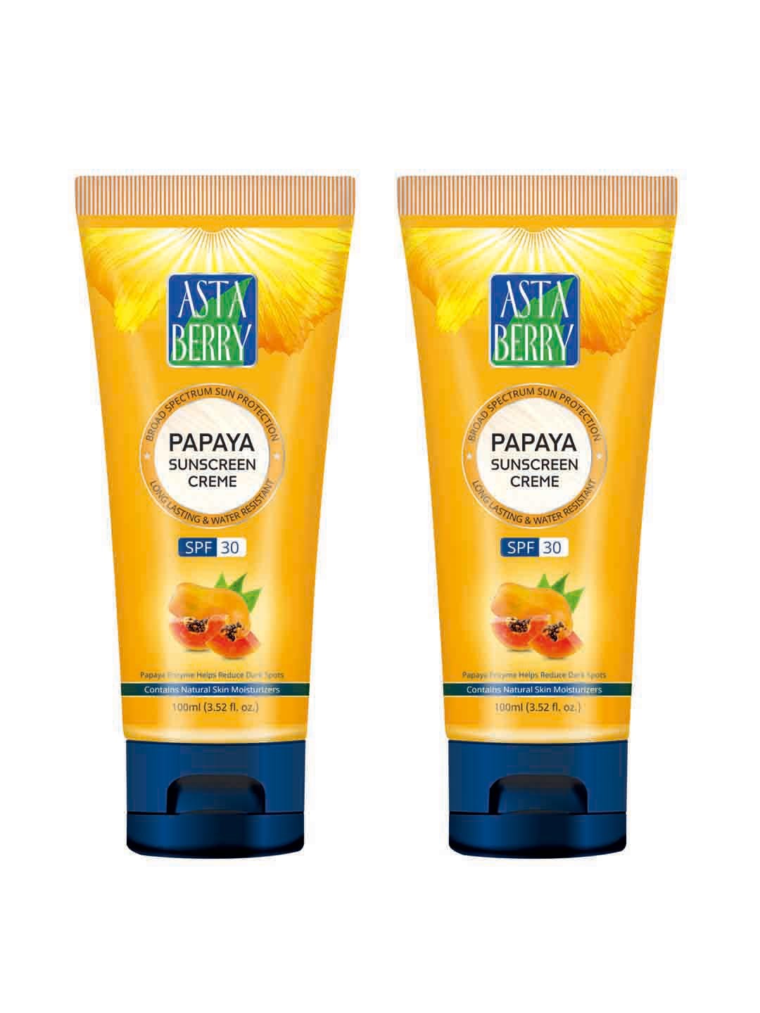 

Astaberry Unisex Pack Of 2 Yellow Papaya SPF 30 Sunscreen Creme 110 ml