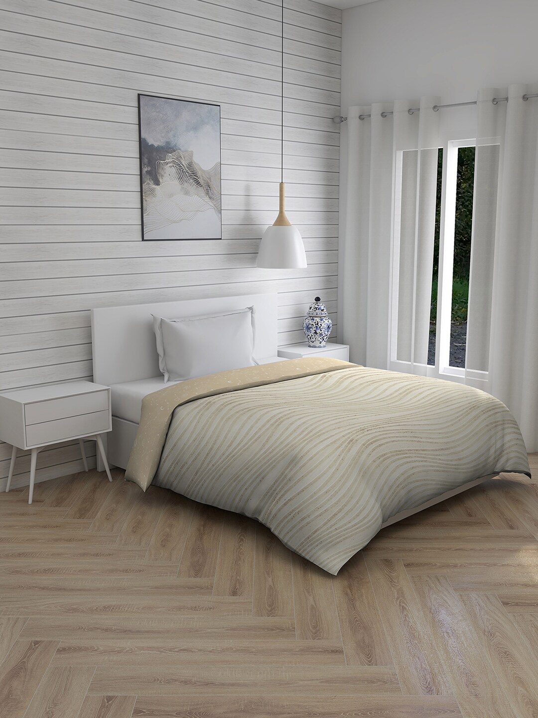 

Layers Beige Striped Mild Winter 120 GSM Single Bed Comforter
