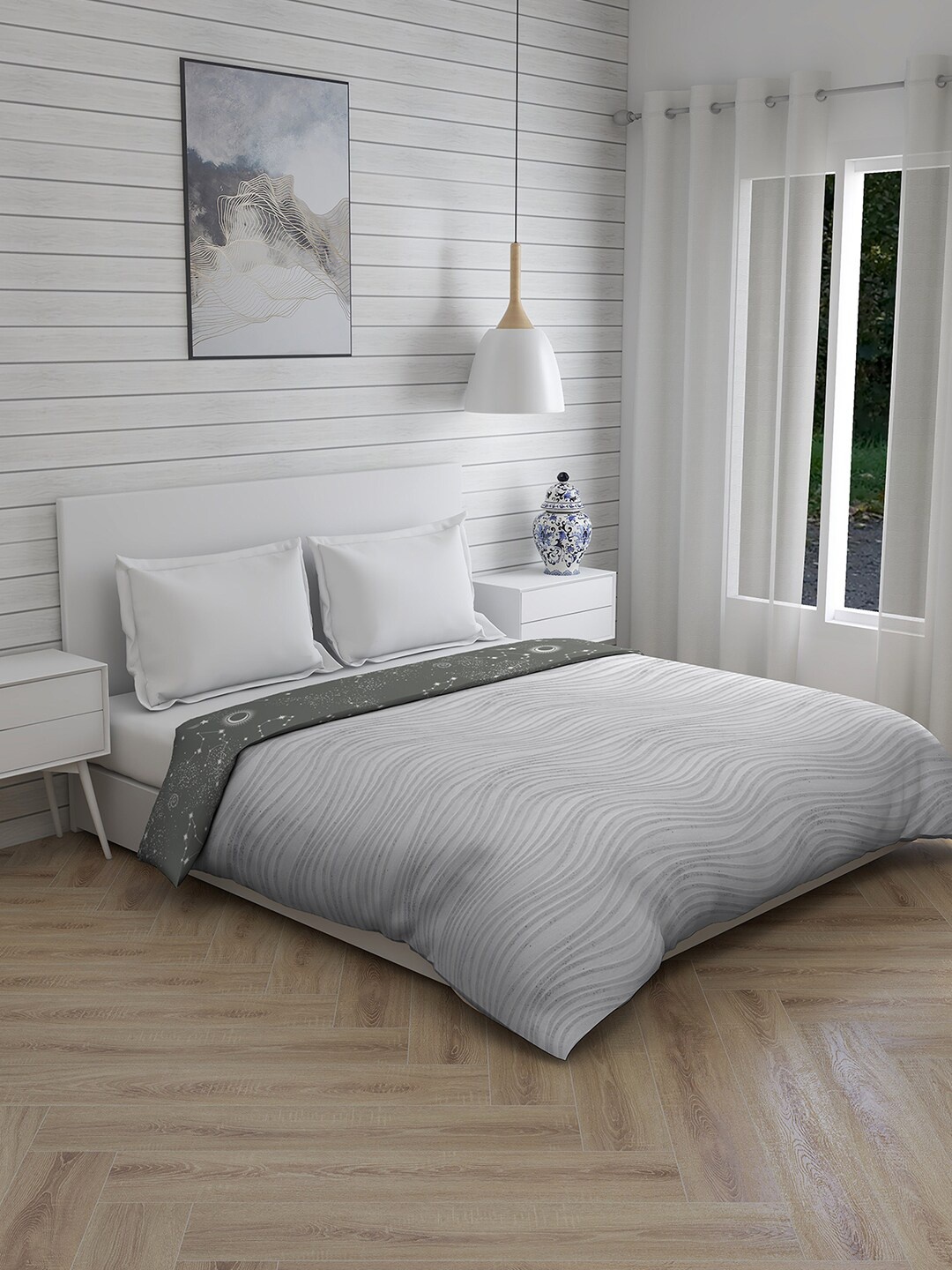 

Layers Grey & White Striped Mild Winter 120 GSM Double Bed Comforter