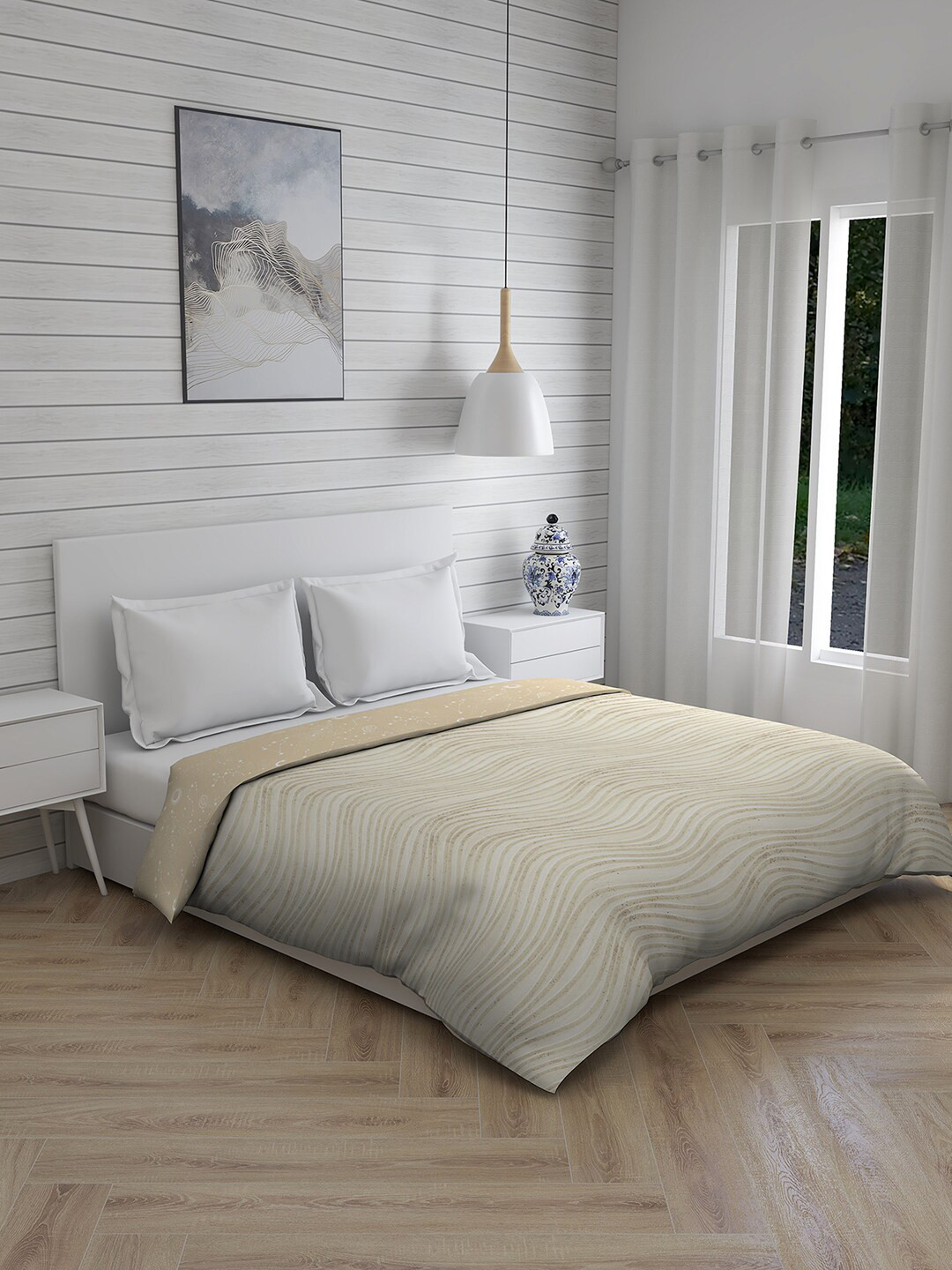 

Layers Beige & Brown Striped Mild Winter 120 GSM Double Bed Comforter