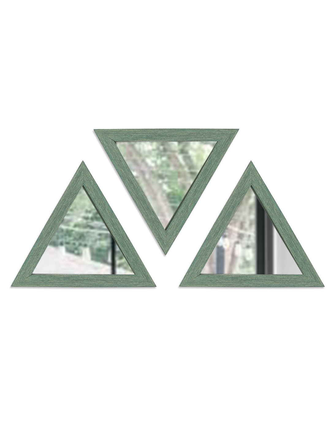 

Art Street Set Of 3 Green Triangle Shaped Decorative Wall Mirrors