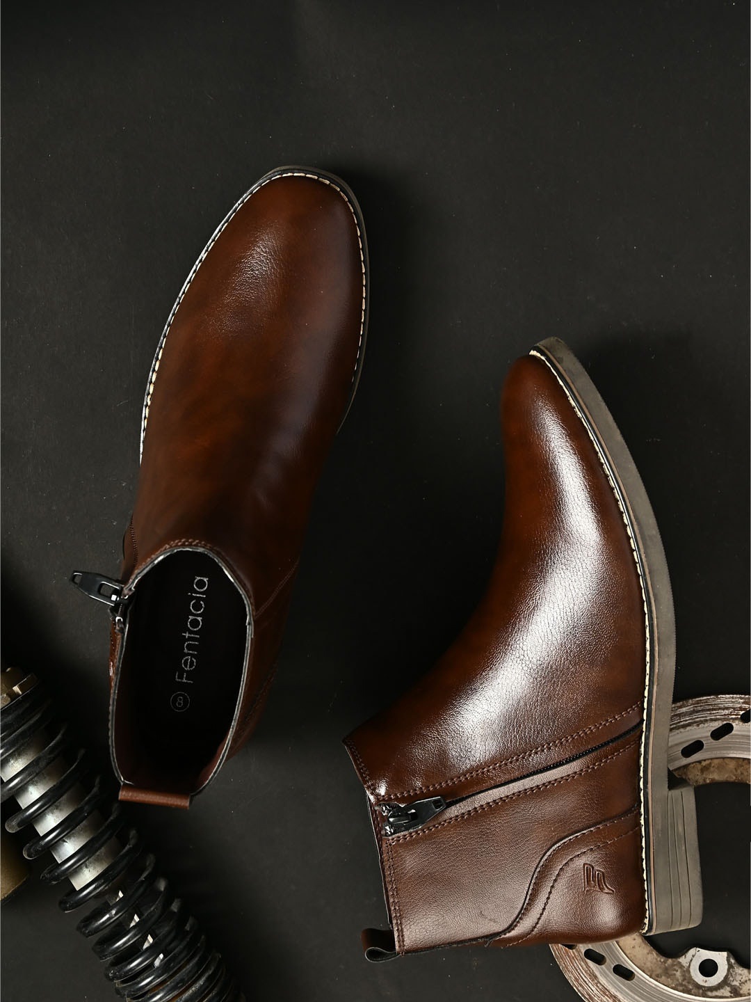 

Fentacia Men Brown Mid-Top Flat Boots