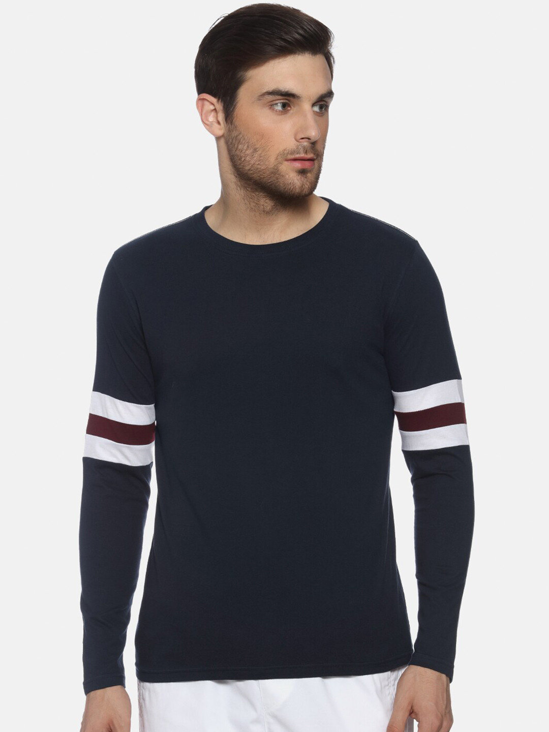 

FIDO DIDO Men Navy Blue Slim Fit T-shirt