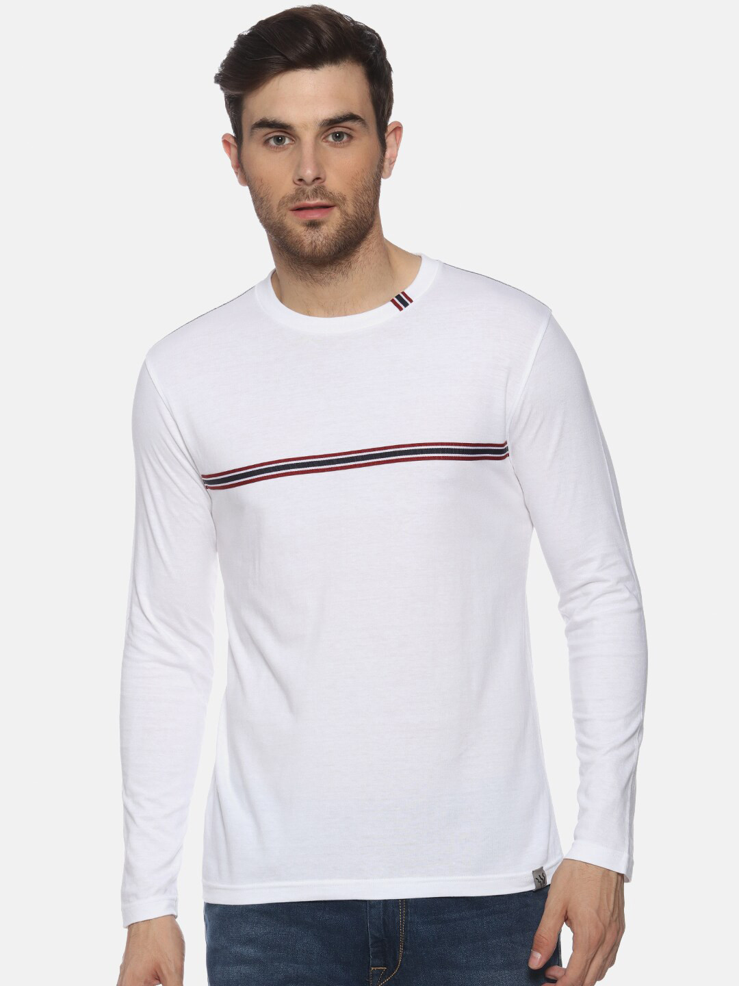 

FIDO DIDO Men White Pockets Slim Fit T-shirt