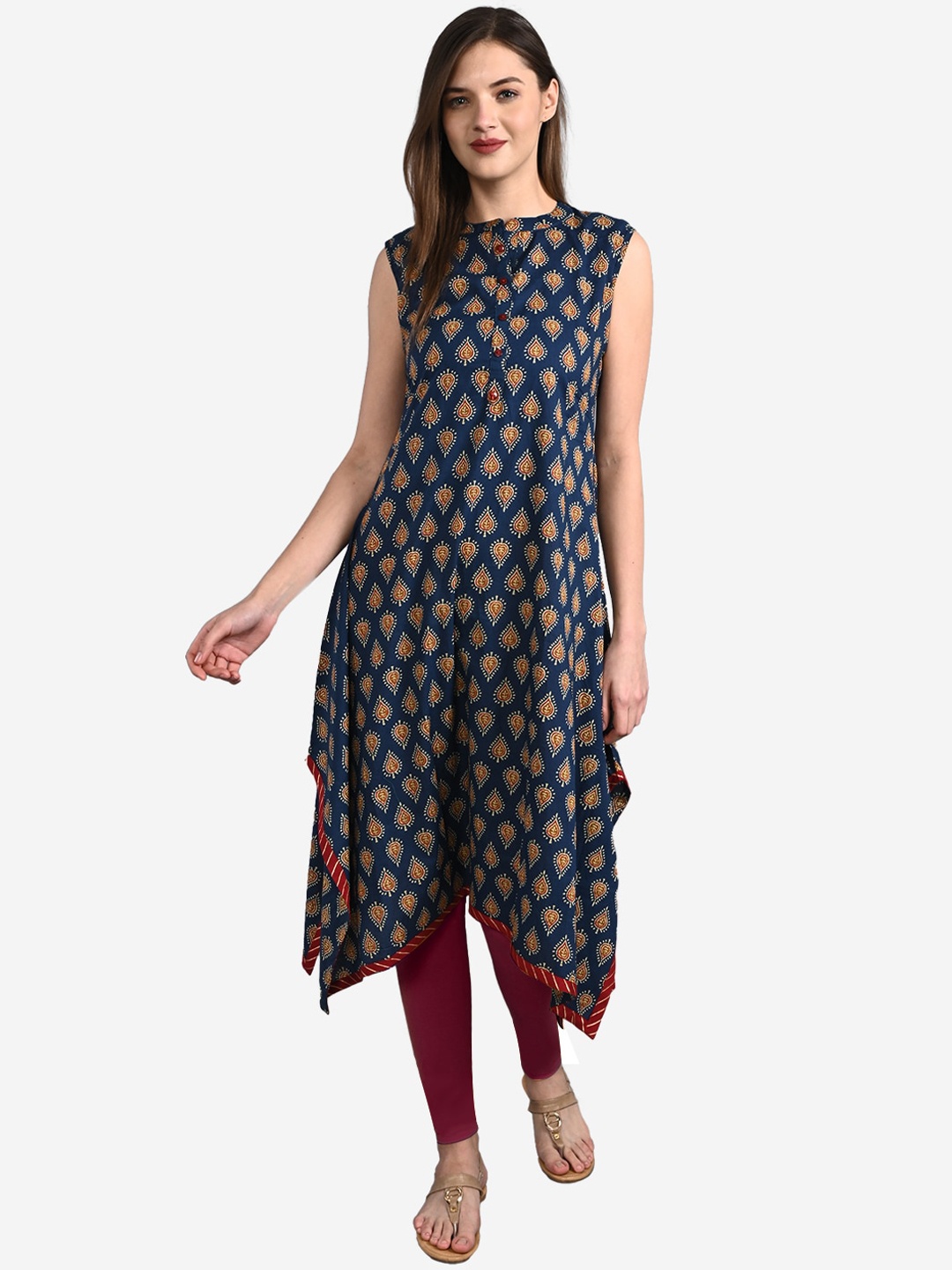 

GULMOHAR JAIPUR Women Blue Ethnic Motifs Printed Kurta