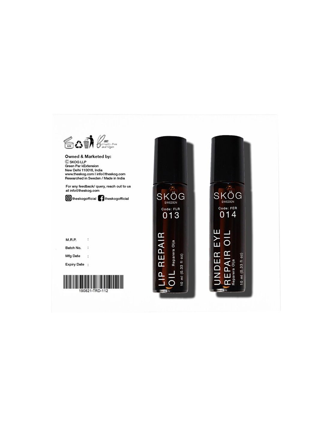 

SKOG Set of 2 Lip & Under Eye Repair Oils, Na