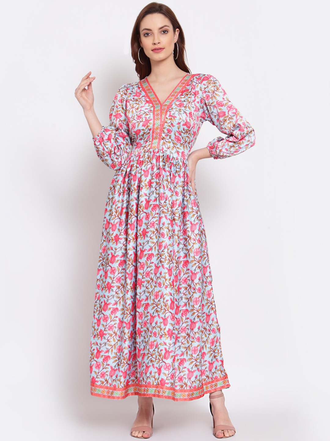 

Myshka Multicoloured Floral Printed Maxi Dress, Multi