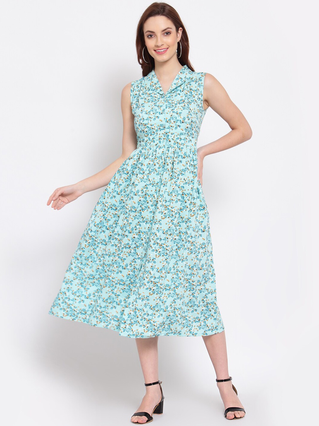 

Myshka Green Floral Midi Dress