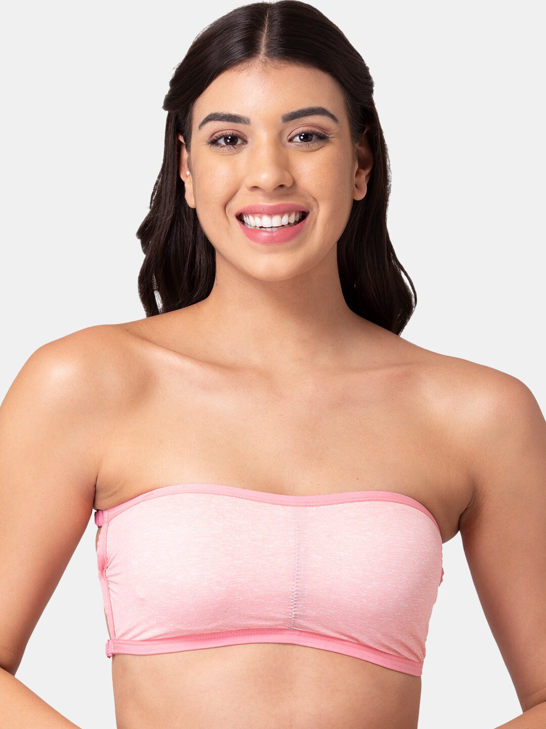 

KOMLI Pink Solid Bandeau Bra - Wireless Removable Padding