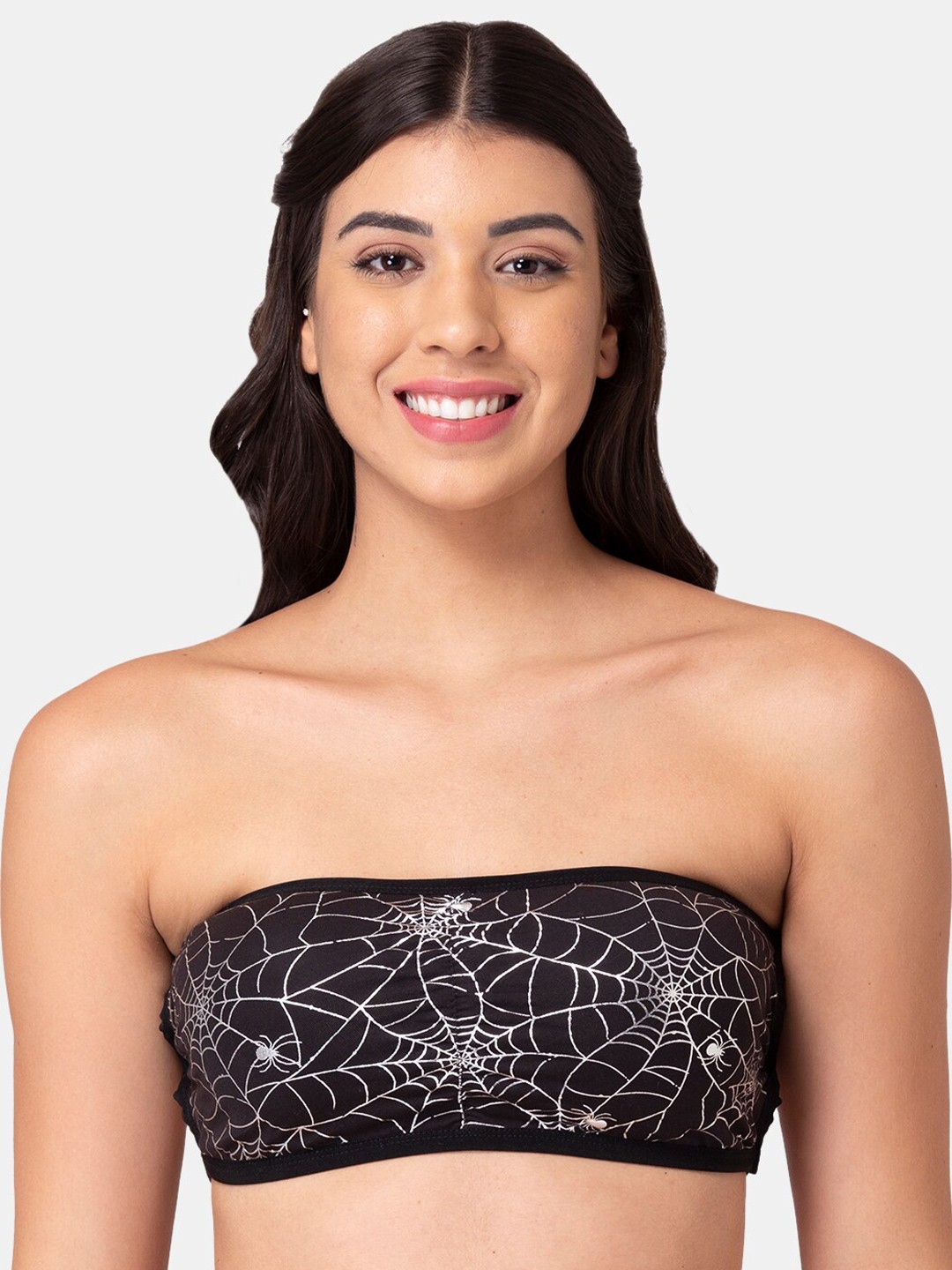 

KOMLI Black & White Printed Bandeau Bra - Wireless Removable Padding