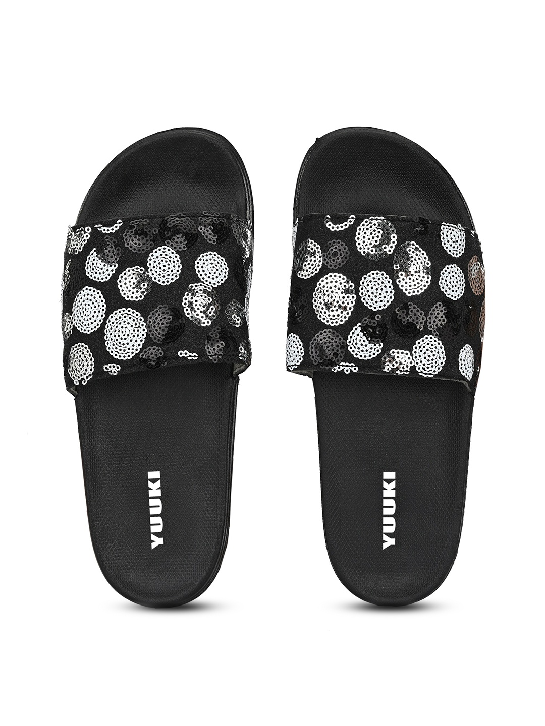 

Yuuki Women Black & Silver-Toned Embellished Sliders