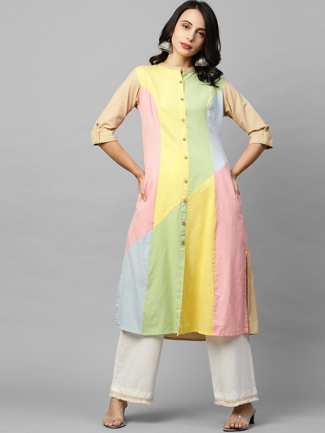 

FASHOR Women Multicoloured Colourblocked A-Line Kurta, Multi