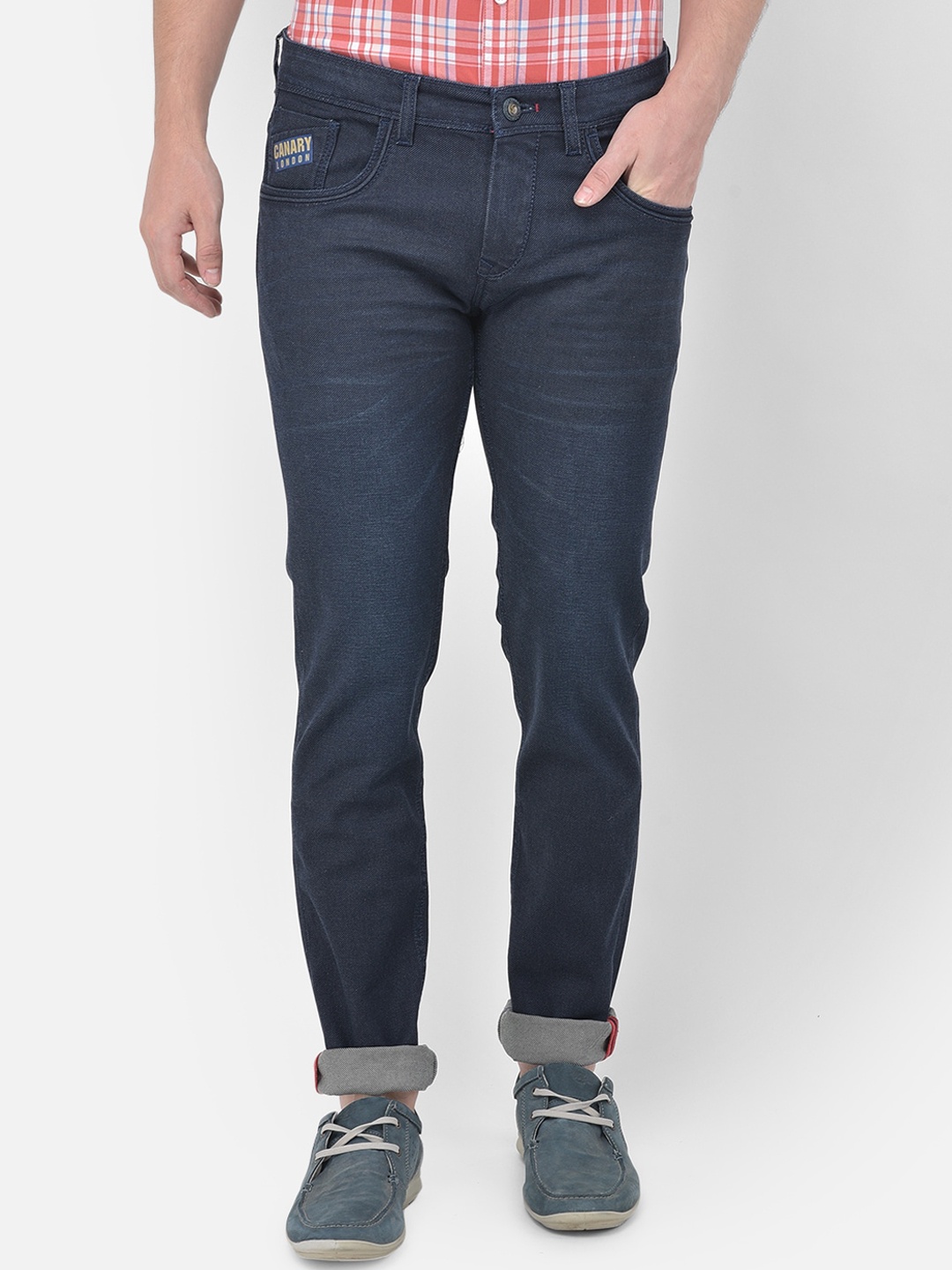

Canary London Men Blue Smart Skinny Fit Low-Rise Embroidered Stretchable Jeans