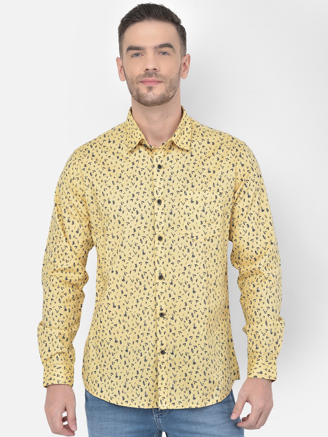 

Canary London Men Yellow & Black Smart Slim Fit Floral Opaque Printed Casual Shirt