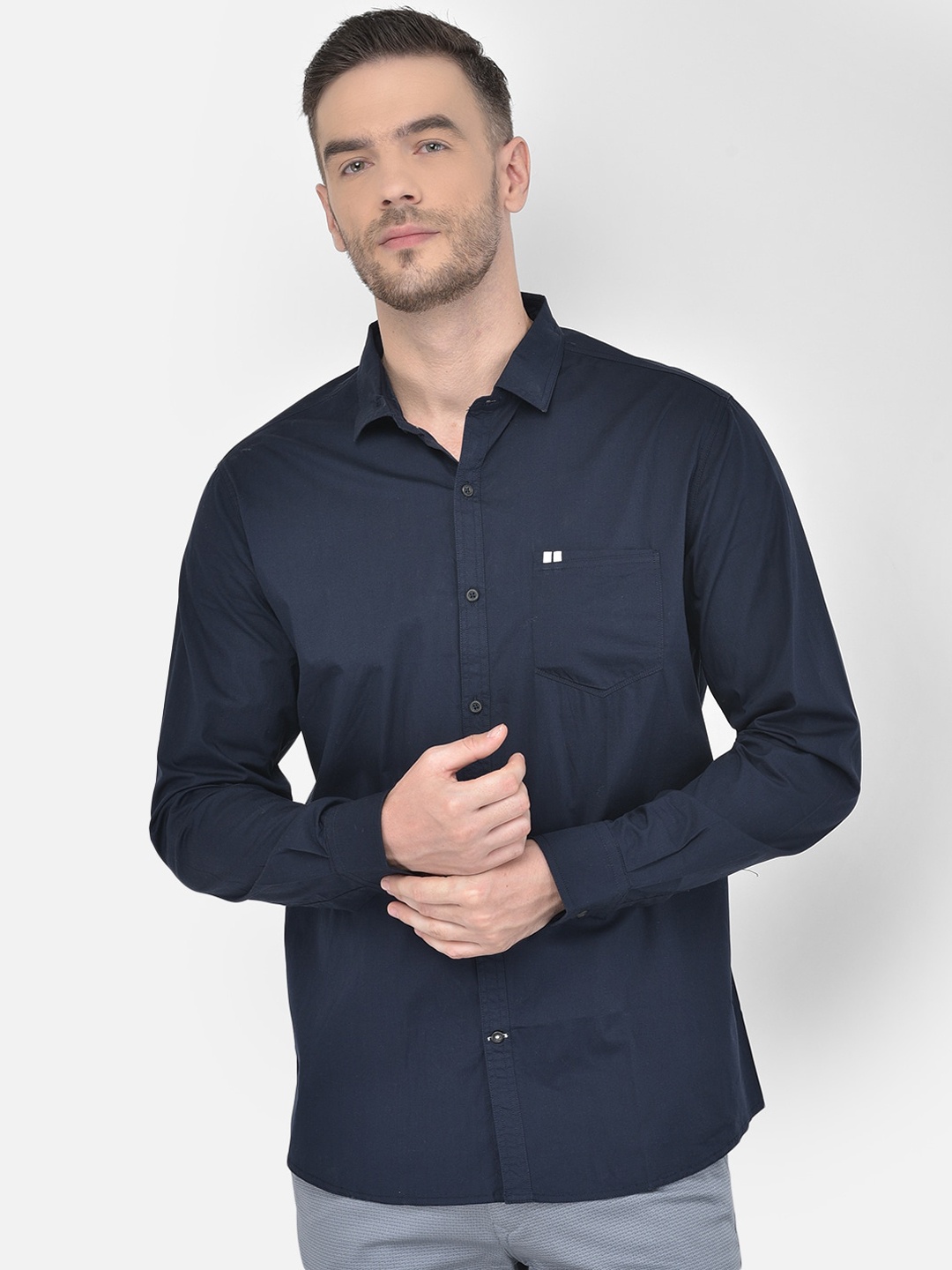 

Canary London Men Navy Blue Smart Slim Fit Opaque Casual Shirt
