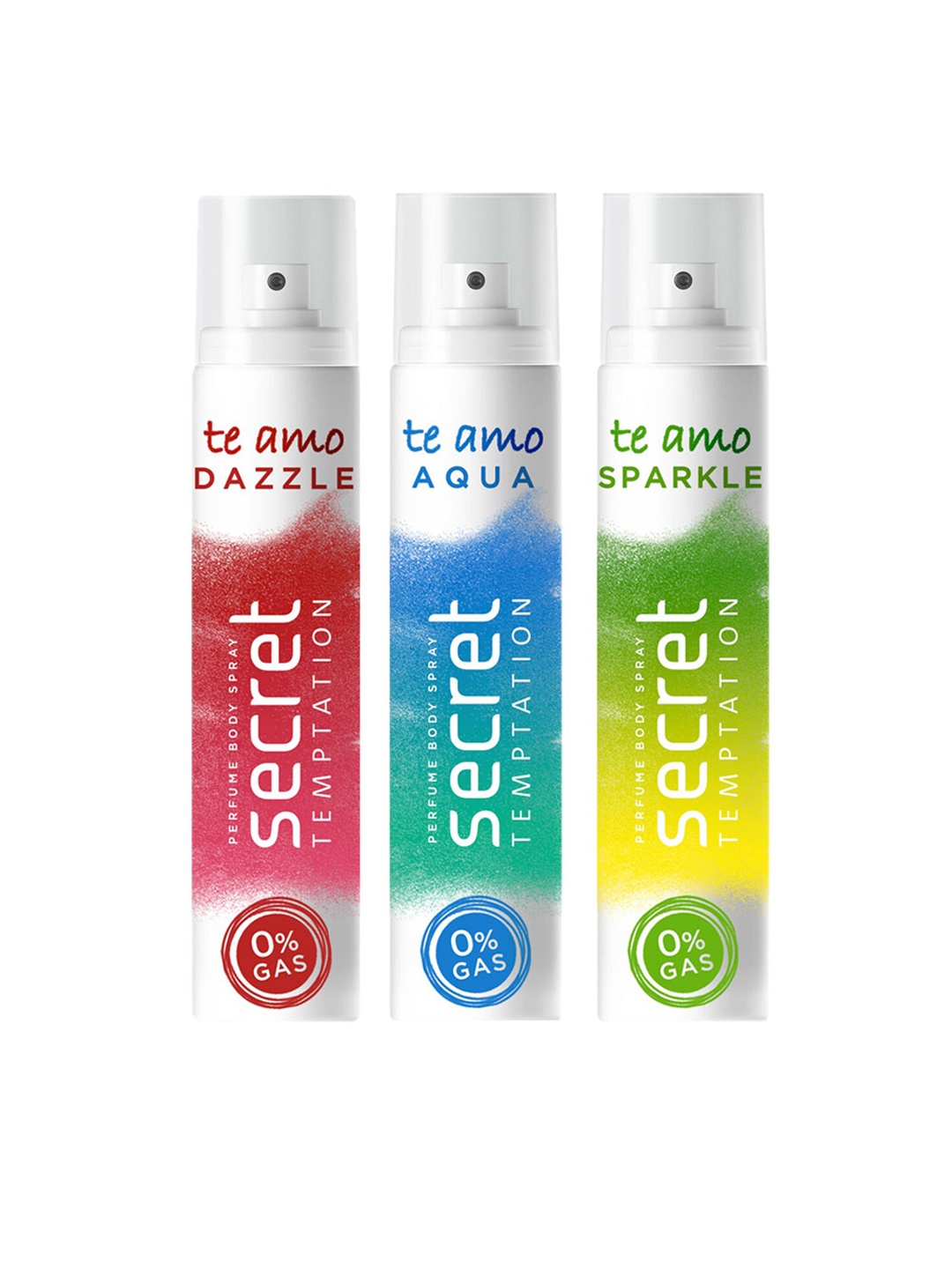 

Secret Temptation Women Pack Of 3 Te Amo Dazzle, Aqua & Sparkle Perfume Body Spray 120 ml, White