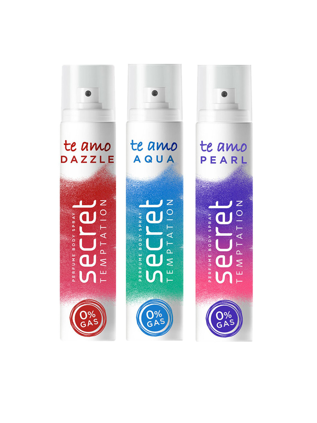 

Secret Temptation Women Pack of 3 Te Amo Aqua and Pearl Perfume Body Spray 360ml, White