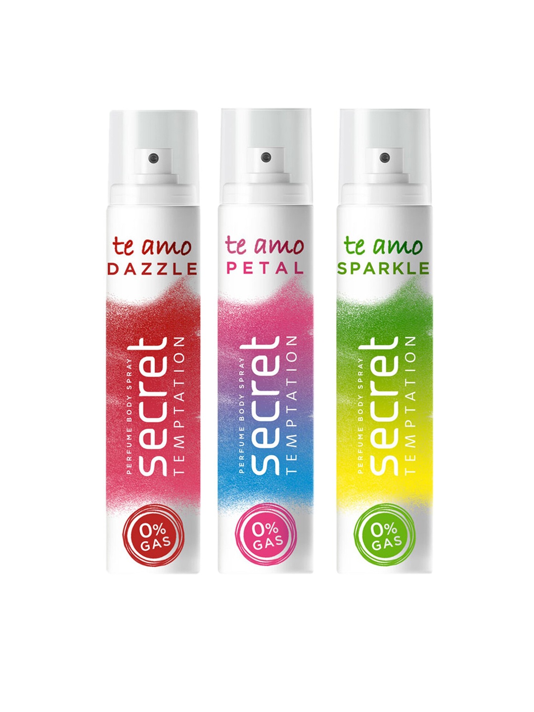 

Secret Temptation Women Pack Of 3 Te Amo Dazzle, Petal & Sparkle Perfume Body Spray 120ml, White