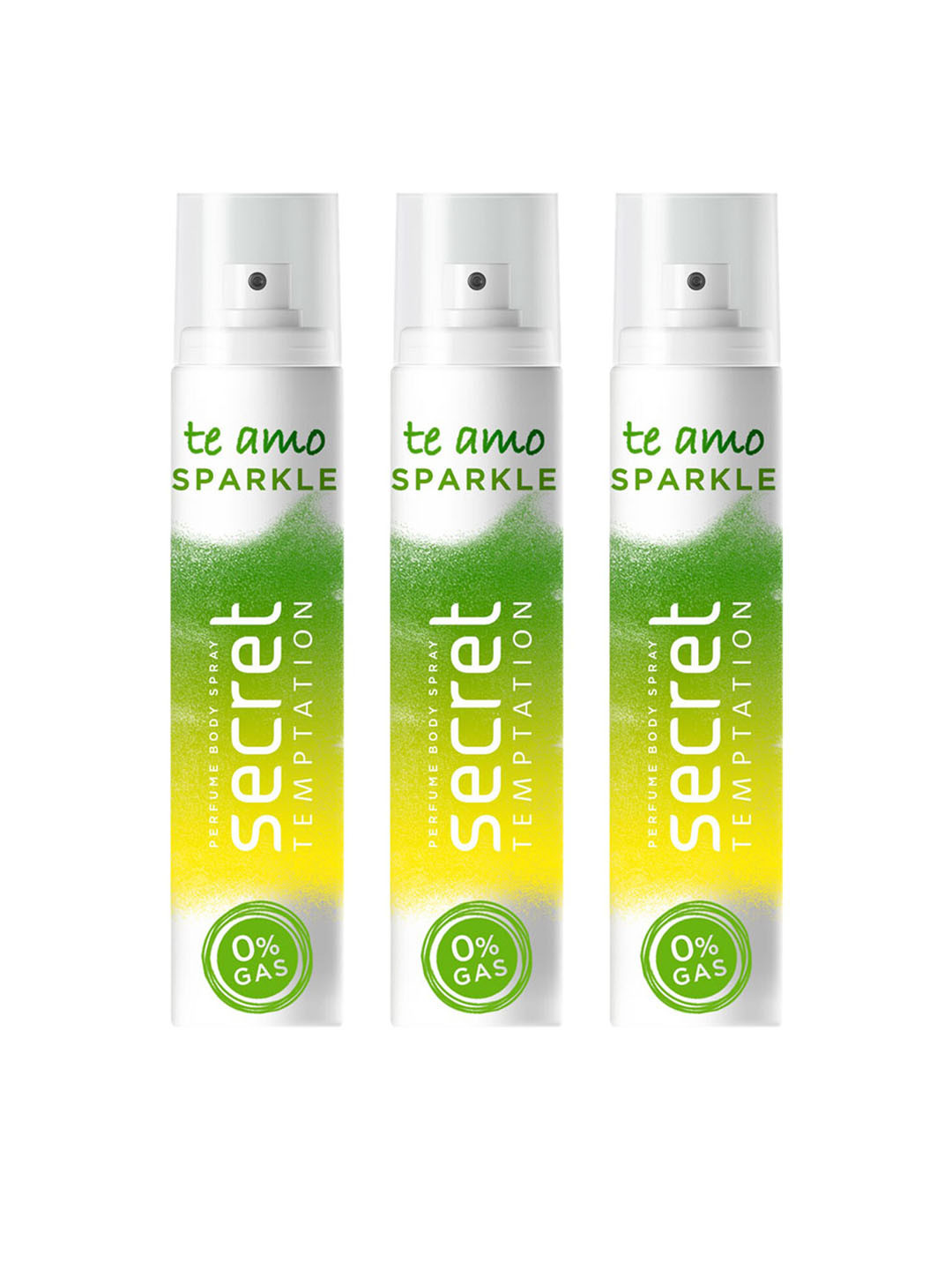 

Secret Temptation Women Te Amo Sparkle No Gas Perfume Body Spray Pack of 3 (120ml each), White
