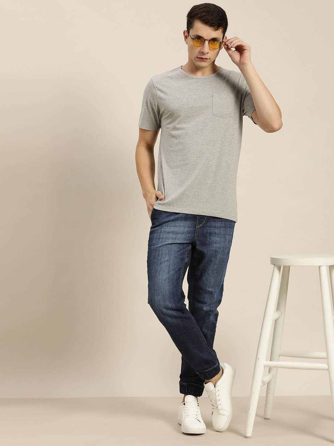 

Moda Rapido Men Navy Blue Light Fade Denim Joggers