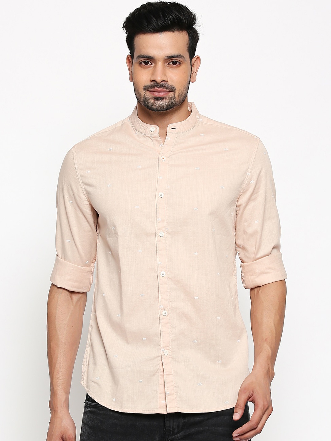 

People Men Pink Slim Fit Opaque Casual Shirt