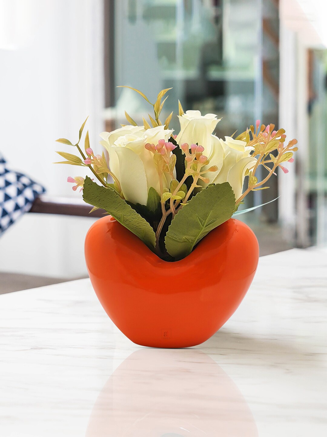 

Art Street Green & Orange Artificial Flower With Pot