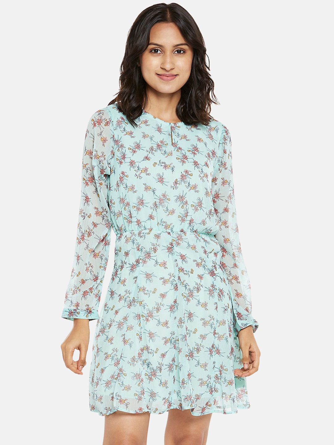 

People Woman Blue Floral A-Line Dress